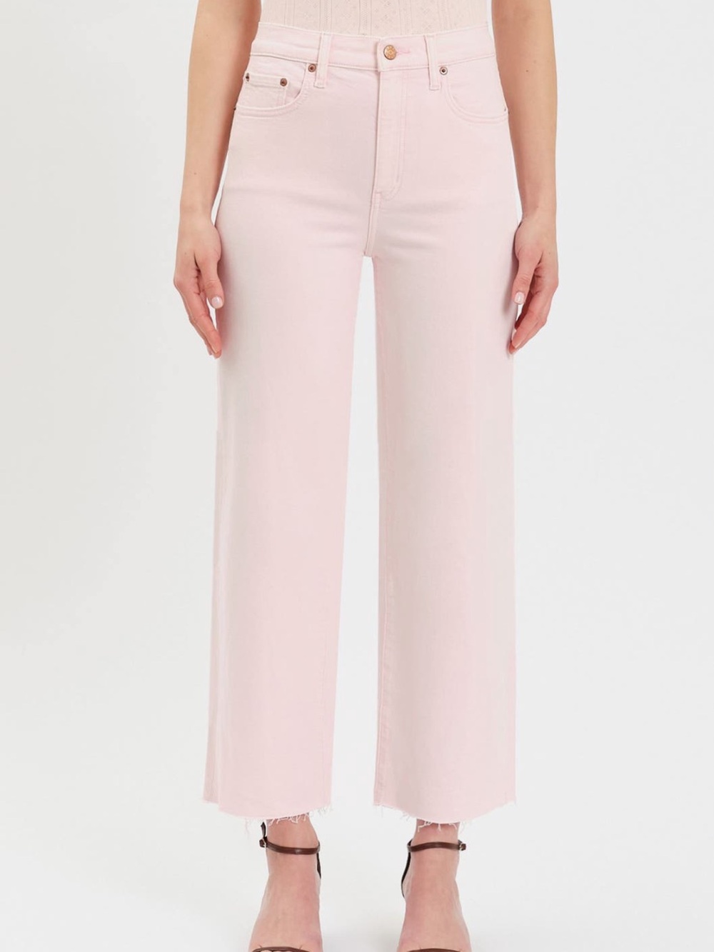 High-Rise Wide Leg Jeans in Pale Pink